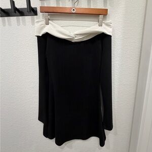 Princess Polly Black and Cream Off the Shoulder Dress